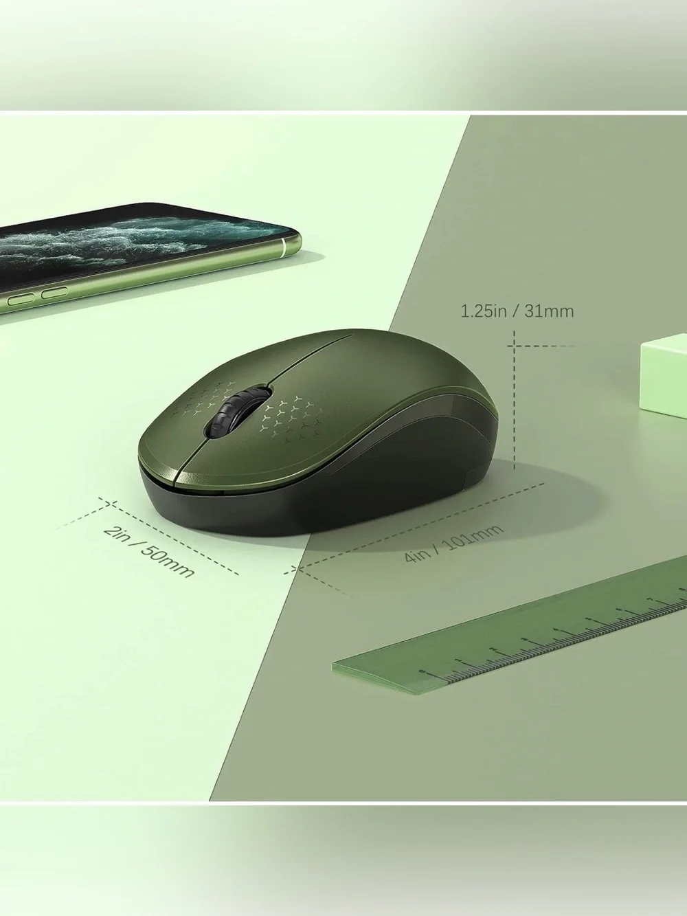Wireless Mouse for Laptop, 2.4G Noiseless Mouse with USB Receiver